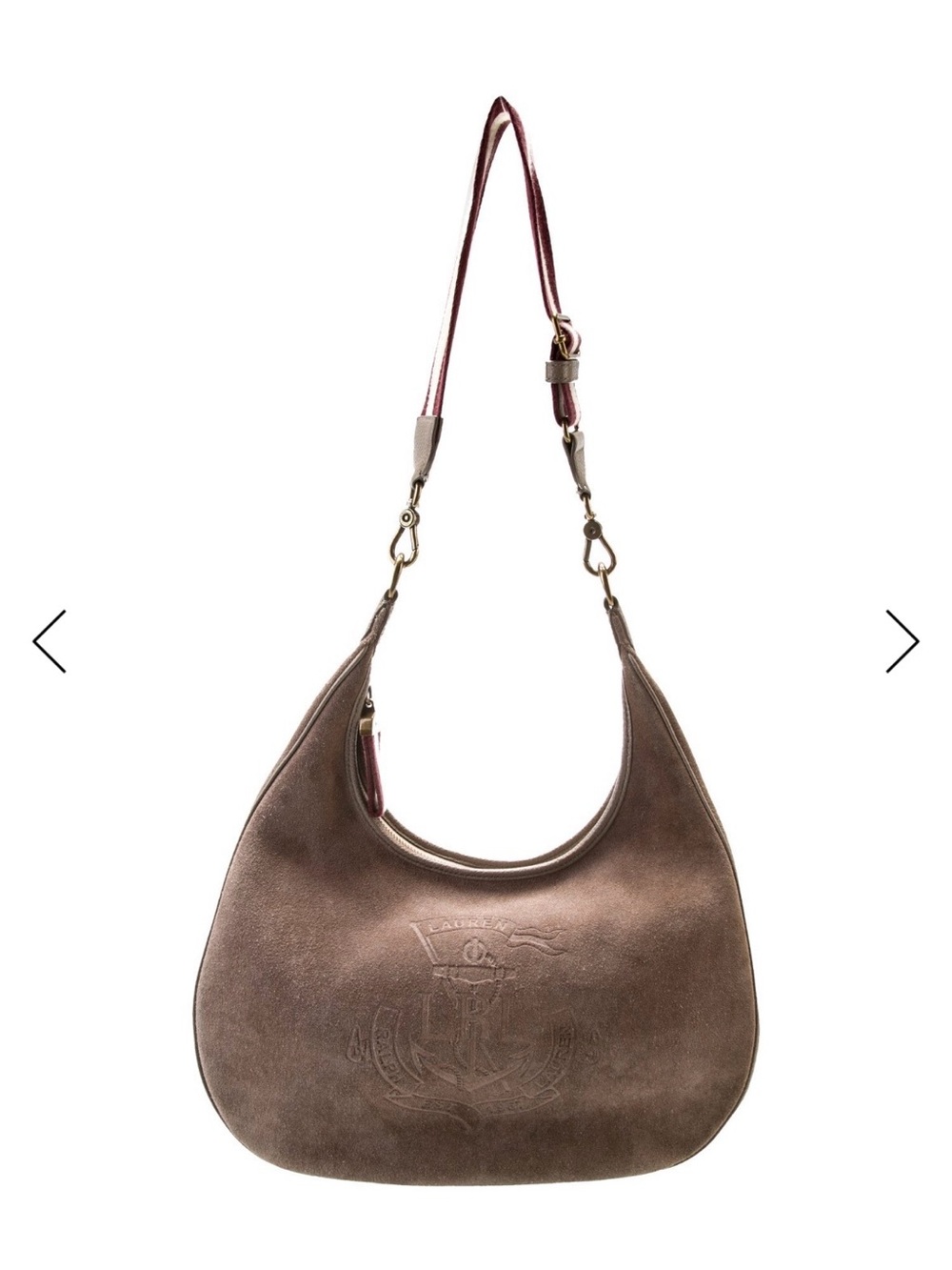 Ralph Lauren Brownish Grey Suede Leather Shoulder Bag